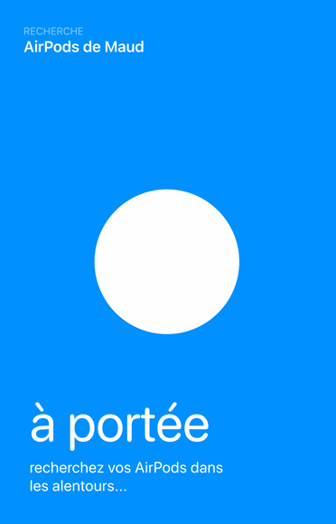 Le visuel de recherche utilisé par Localiser pour repérer un appareil.