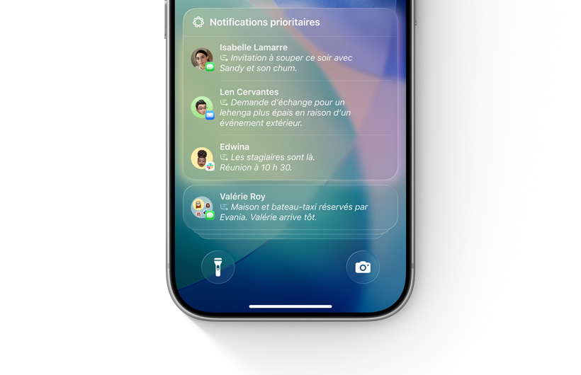 Une liste de notifications sur iPhone affiche les notifications prioritaires sur le dessus de la pile