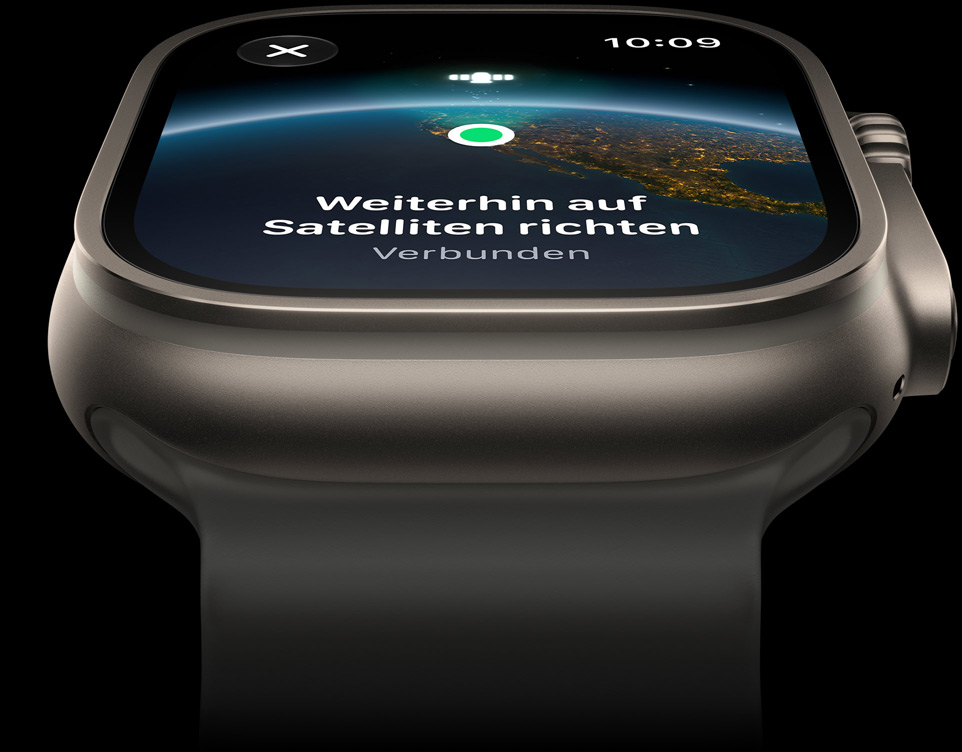 Apple Watch Ultra 4, titanium case, natural color, satellite connection, Ocean Band, translucent gray color