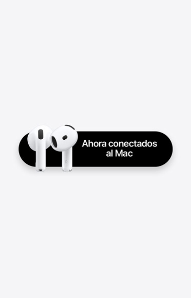 Auriculares AirPods 5 al lado de un mensaje que dice «Ahora conectados al Mac»