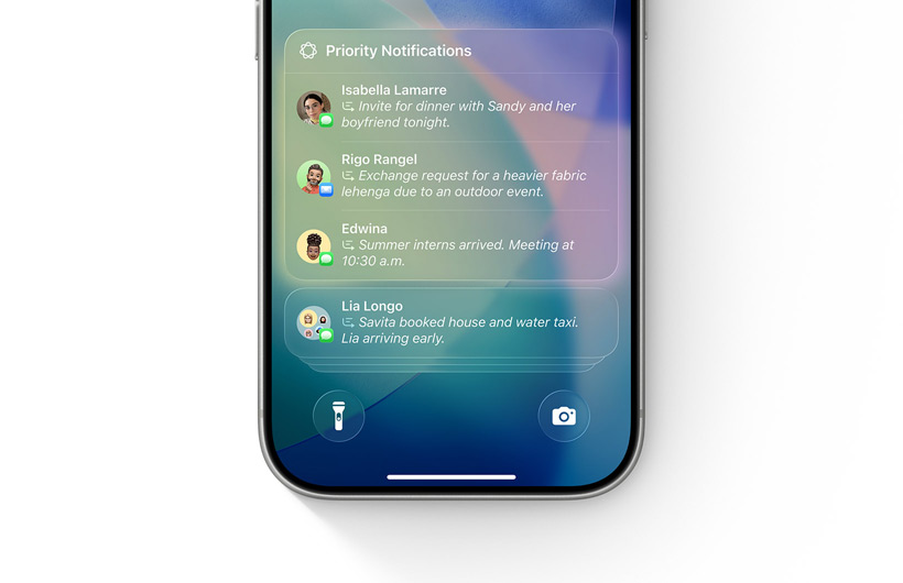 Das iPhone mit dem aktivierten Fokus für Mitteilungen reduzieren zeigt eine Mitteilung, die als «Möglicherweise wichtig» markiert wurde.