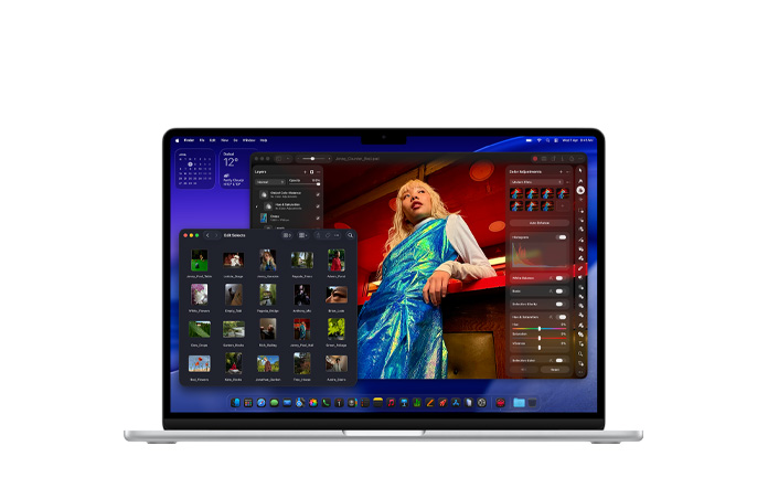 Pixelmator screen demonstrating MacBook Air storage and memory