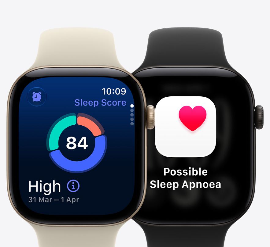 Apple Watch Series 12, devices, sleep score screen, possible sleep apnoea notification screen
