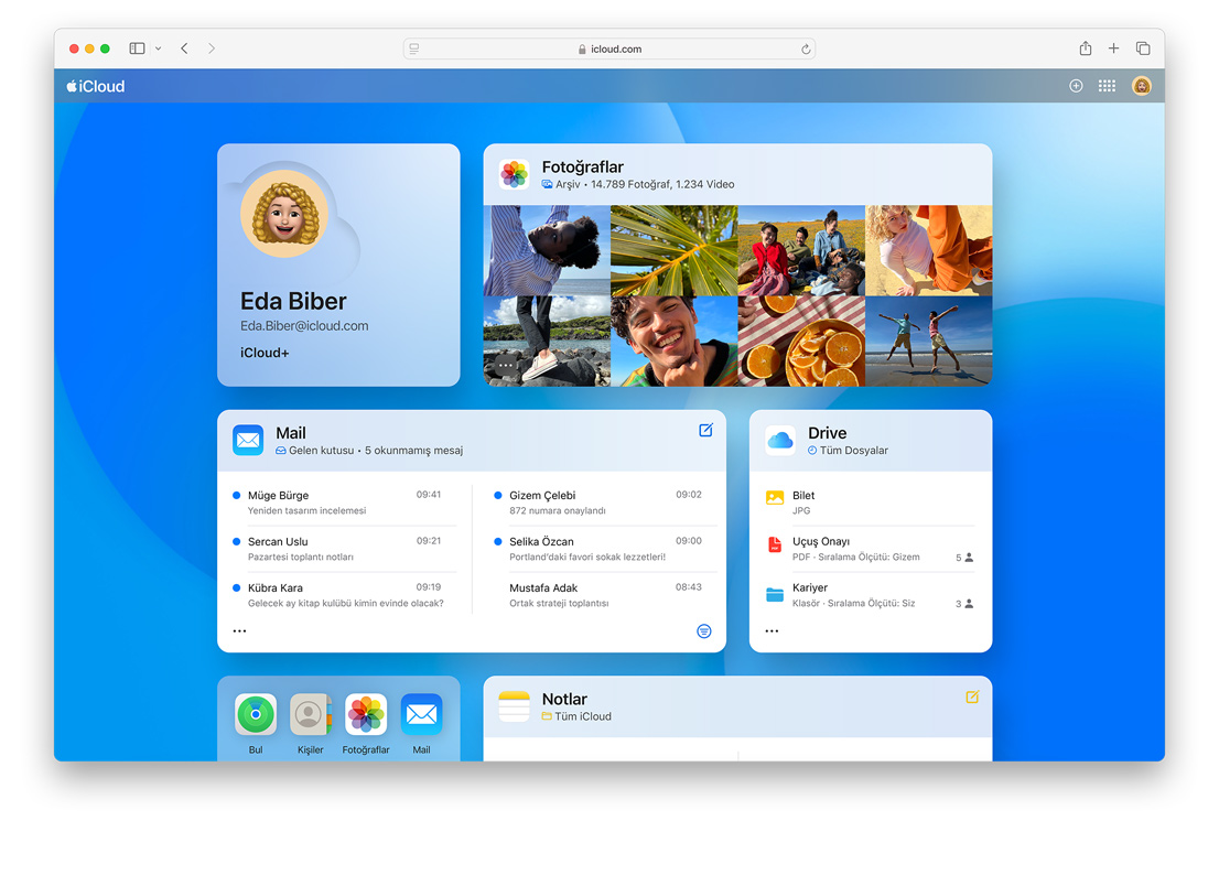 iCloud.com ekranı