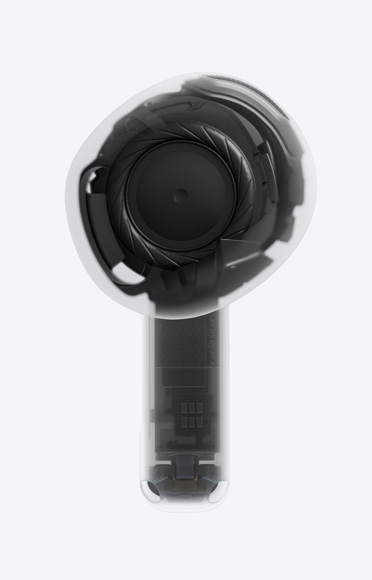 AirPods 5, écouteur, tige unique, transparent, architecture interne