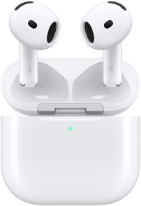 Boîtier de charge sans fil d’AirPods 5 ouvert et montrant des AirPods flottant au-dessus.