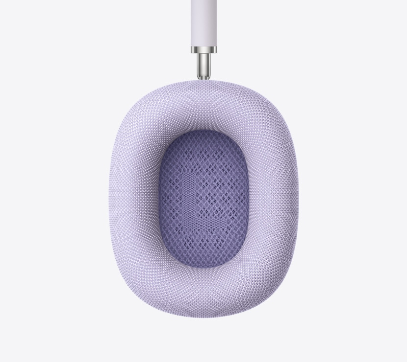 AirPods Max 2 koptelefoon, kleur paars, detail van binnenkant van oorkussen