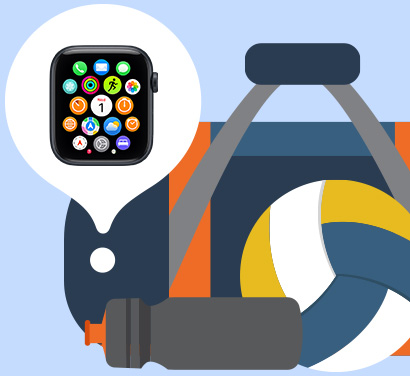 Kuva, jossa kadonnut Apple Watch löytyy Etsi-apin avulla urheilukassista