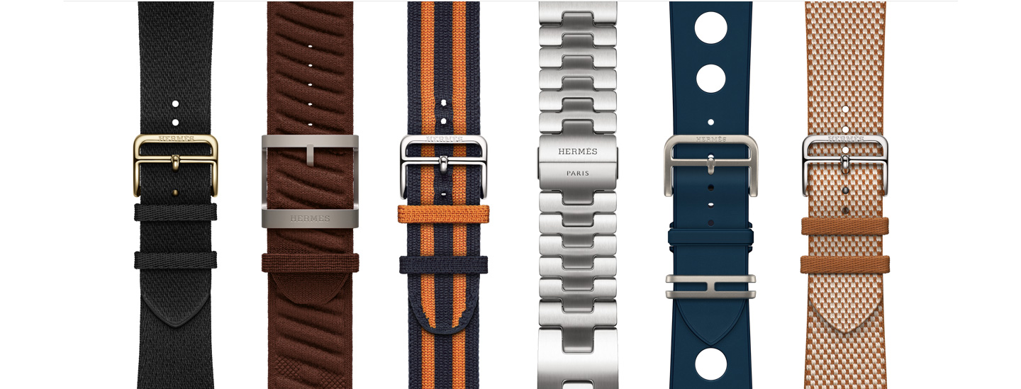 Seis correas del Apple Watch Hermès en diferentes estilos y colores