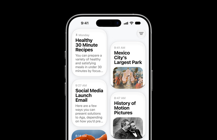 iPhone 17, front screen shows Siri app displaying Siri AI conversations about healthy thirty-minute recipes, Mexico City largest park, social media launch email, history of motion pictures, and chanterelle mushrooms