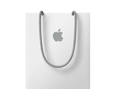 Apple shopping bag in white colour with Apple logo near top