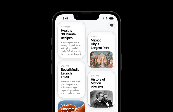 iPhone 17eの画面。Siriアプリに、30分で作れるヘルシーなレシピ、メキシコシティで最大の公園、ソーシャルメディア立ち上げに関するメール、映画史、アンズタケ、希少な顔料についての説明に関するSiri AIの会話が表示されている