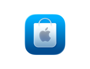 Aplikacja Apple Store, ikona torby na zakupy, kolor niebieski