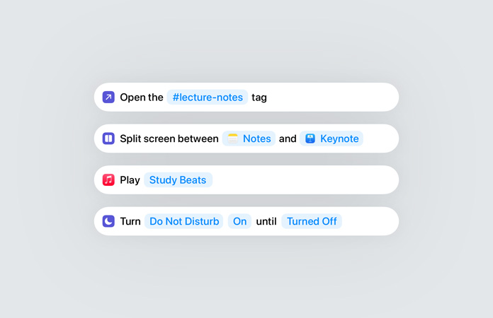 A Parancsok app az Apple Intelligence-ben az Intelligens műveletek használatát jelzi