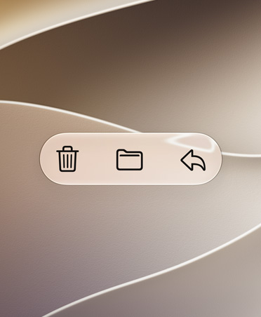 Mail app function buttons including Delete, Move and Reply against a swirly gold background, high contrast makes them very legible