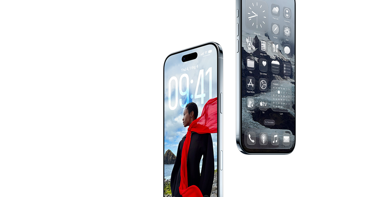 Two iPhone Air devices floating in the air at an angle, with the lock screen shown on one device and the Home Screen, with apps like Maps, Music, and Apple TV apps on the other, while the text reads: iOS 27. Thoughtfully refined. Even more delightful.